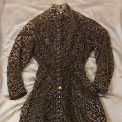 Black velvet dress top with jet glass buttons