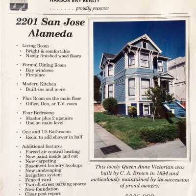 Real Estate Flyer for sale of 2201 San Jose Ave, c. 1990
