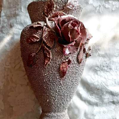 Pottery vase with applied flowers of the Perkins family, c. 1900
