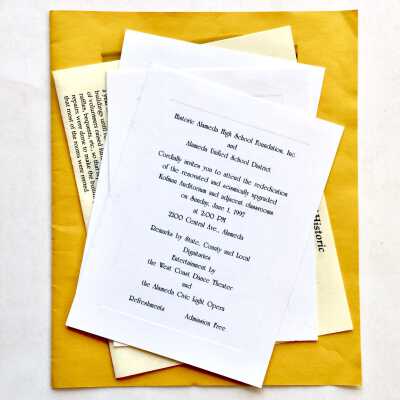 Program and invitations to rededication of Kofman Auditorium, 1997