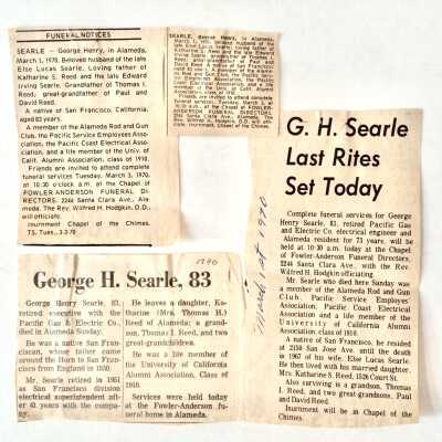 Clippings about death of George Henry Seale, 1970