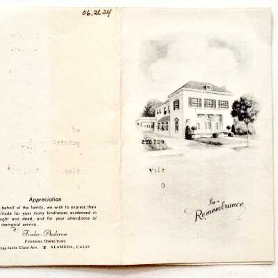 Memorial Card booklet for services Esther Marie Hollis, 1970