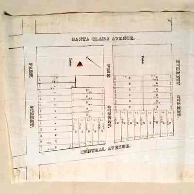 Subdivision Map area Santa Clara / Central / Park / Everett, 1870s