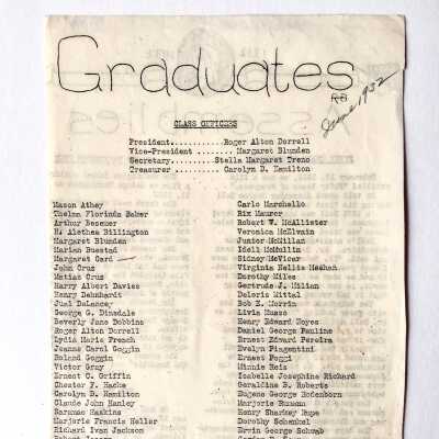 Listing of Officers and Graduates, Washington School, June 1932