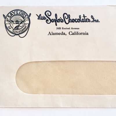 Business Stationery of Ms. Saylor's Chocolates, 1945