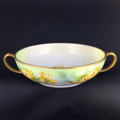 Austrian porcelain bowl with yellow roses, c. early 1900s