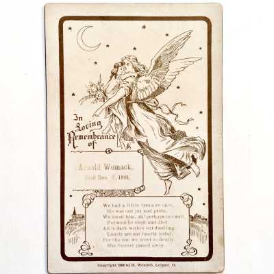 Memorial card for Arnold Womack, 1901