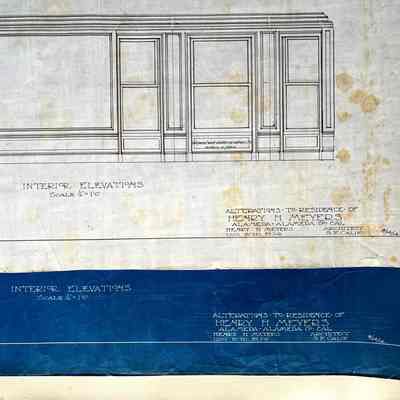 Plan and blueprint copy of alteration to residence of Henry H. Meyers, 1914