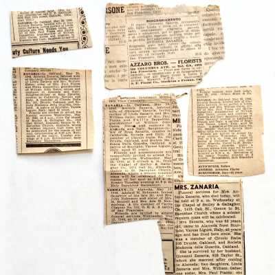 Clipping about the death of Antonia Zanaria, of 810 Taylor Ave, 1946