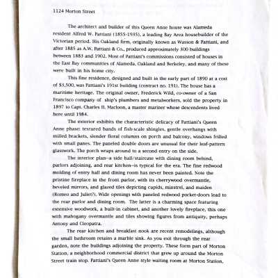 Script 1124 Morton Street for Home Tour, 1994