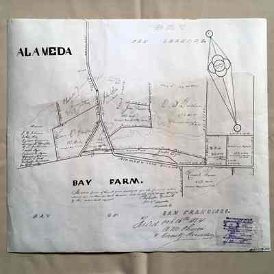 1970 Photocopy of Map of Bay Farm Island, 1854
