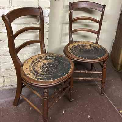 American walnut armless cottage style dining room chairs, c. 1870-1885