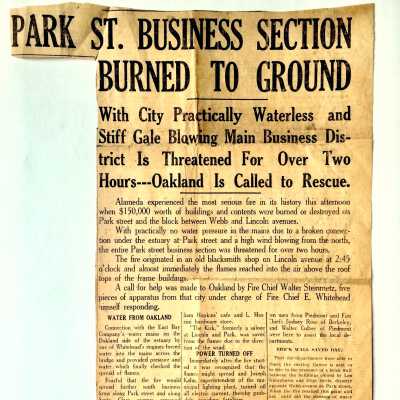 Newspaper clipping about the 1919 Park Street Fire