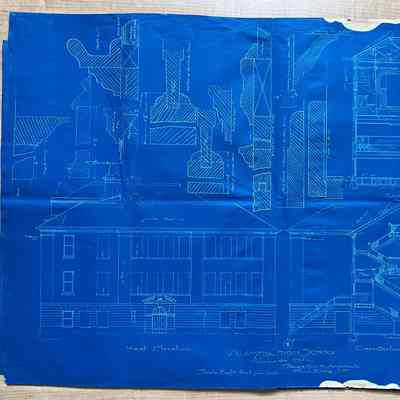 Blueprints of Alameda High School, 1902, from Cornerstone Box