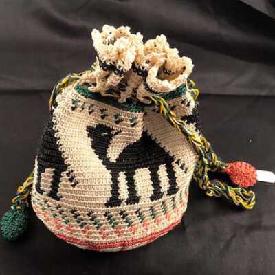Souvenir drawstring purse with camels of the Smith family, before 1998