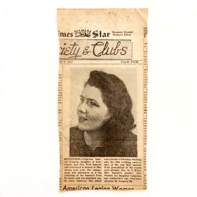 Clipping about wedding Catherine Samuel Norgren to Lloyd A. Jenzen, 1947