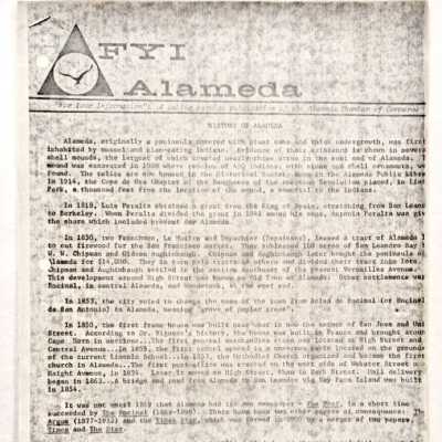'FYI Alameda', history report issued by Chamber of Commerce, prior to 1999