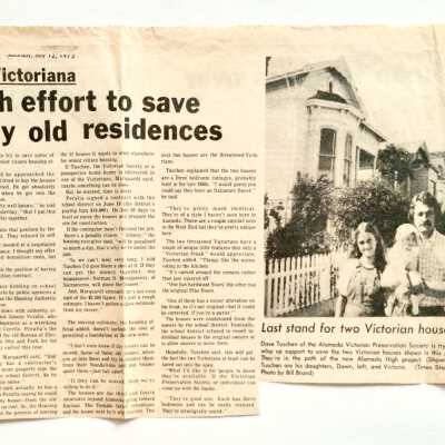 Clipping 'Last Ditch Effort to Save Two Lovely Old Residences', 1975