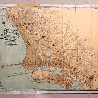 Map of Oakland, Alameda, Berkeley and Vicinity, H.A. Candrian, Britton & Rey, 1892