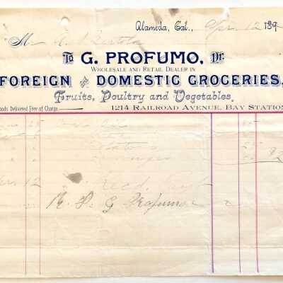 Receipt from G. Profumo, Groceries etc., 1900