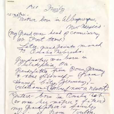 Letter with history of the Clinchard family, c. early 1900s