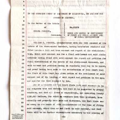 Will of Helen Forsyth, 1937