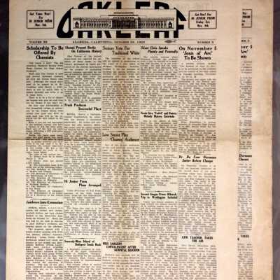 Alameda High School newspaper 'The Oak Leaf', October 25, 1929