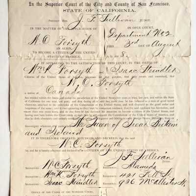 Naturalization papers William C. Forsyth