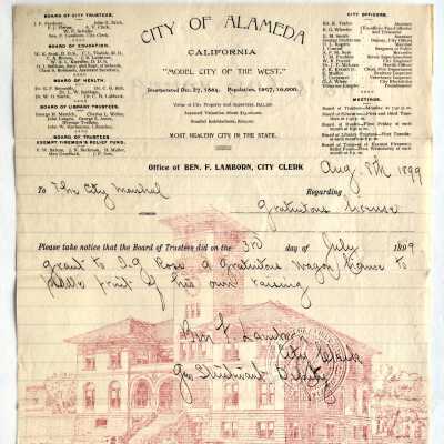 Peddlers permit for I. G. Ross, 1899