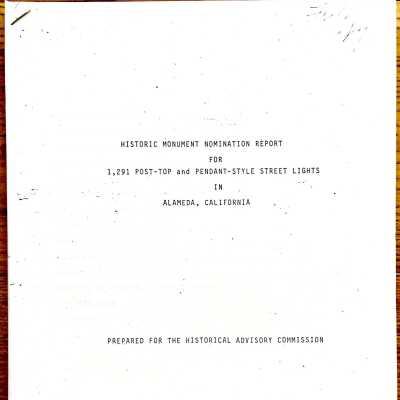 'Historic Monument Nomination Report' about street lights, 1981