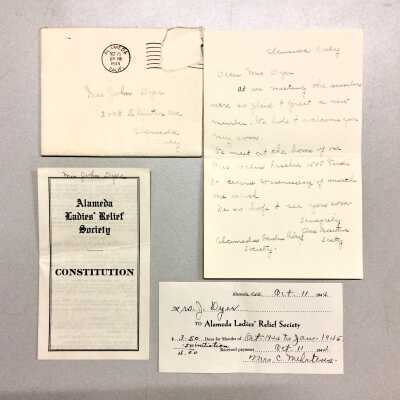 Letter relating to membership Dorothy Dyer in Alameda Ladies' Relief Society, 1944
