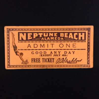 Complimentary Neptune Beach Ticket on orange paper, c 1930s