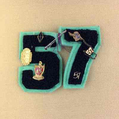 Class and School Pins, and emblem numbers, Alameda High School, 1957