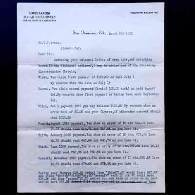 Letter regarding monthly payments on 3261 Garfield Ave, 1917