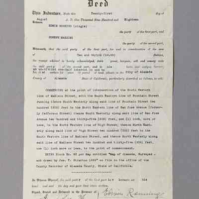 Deed, property near Fountain and Madison Streets, 1918