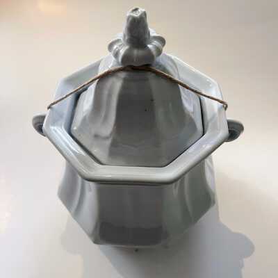Gothic style ironstone sugar bowl with lid, c. 1860s-1870s