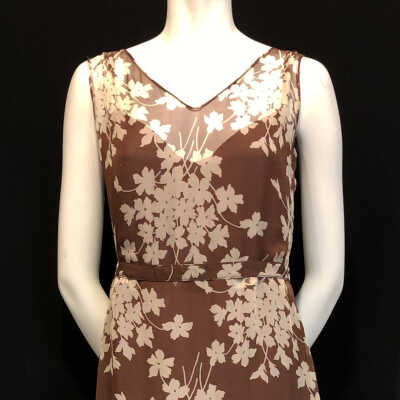 Sleeveless V-neck Evening dress of chiffon with silk petticoat slip, c. 1930s