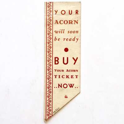 Advertising card 'Your Acorn' for sale of the Alameda High School yearbook, c. 1930s
