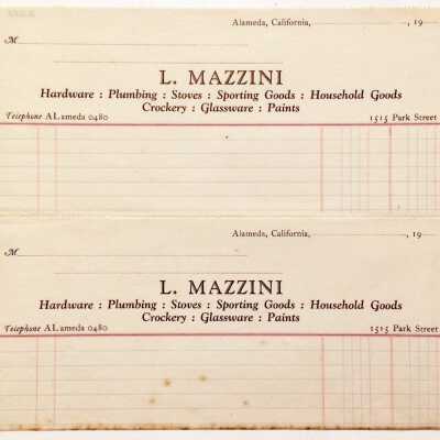 Receipt L. Mazzini, Hardware, Plumbing, etc - 1515 Park Street