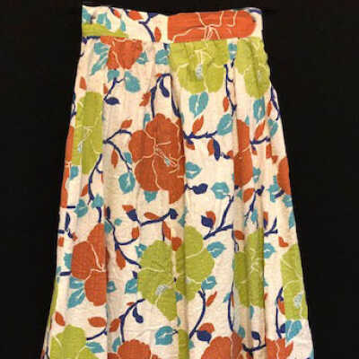 Printed floral cotton skirt, 1940s