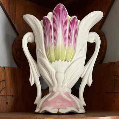 Porcelain vase with embossed stylized flower & leaves, mid-Victorian