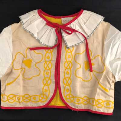 Printed polished cotton bolero and white collar, 1940
