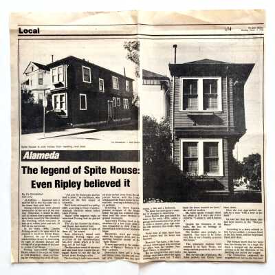 Clipping 'The Legend of Spite house' from the Daily Review, 1986