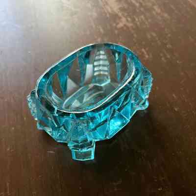 Pale blue pressed glass salt dish of the Meyers family, 1900
