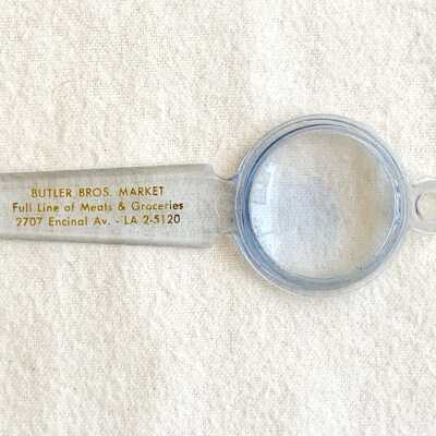 Advertising letter opener - magnifying glass, Butler Bros. Market, prior to 1970