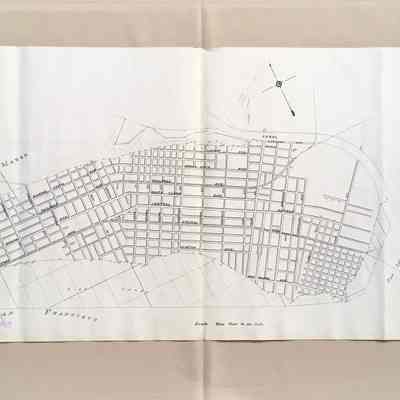 Transportation map of Alameda with broad and narrow gauge train routes, 1890s