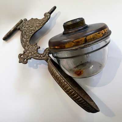 Clear glass kerosene lamp base from the Fenn residence, c. 1890