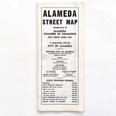 Folding 'Alameda Street Map' issued by the Chamber of Commerce, c. 1960s