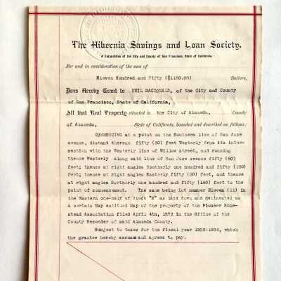 Deed to Neil Macdonald for 2066 San Jose Ave, 1903