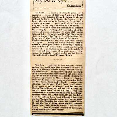 Clipping 'Social Whirl', about a school reunion, 1963